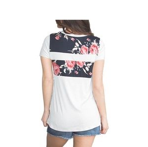 Tops - Floral Color Block Tee Tops - Floral Color Block Tee